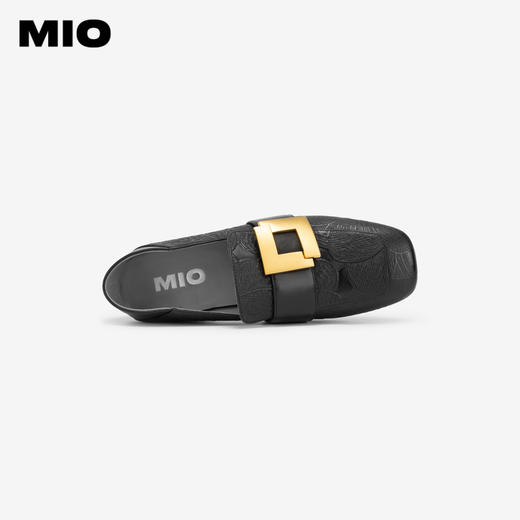 MIO米奥春季方头复古乐福鞋金属方扣日常通勤豆豆鞋女鞋M241540901 商品图2
