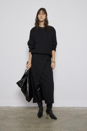 立体条纹宽松长袖T恤