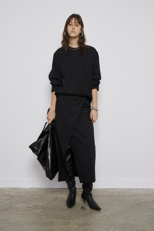 立体条纹宽松长袖T恤 商品图0