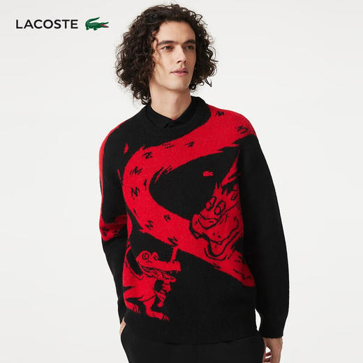 Lacoste法国鳄鱼新款龙年新春系列男女装时尚印花套头衫针织衫AH8266-98 商品图3