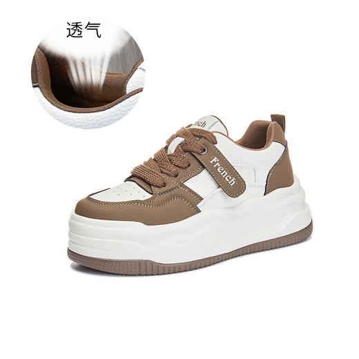 真皮小白鞋女2024春季新款女式休闲单鞋圆头系带板鞋厚底鞋女百搭 商品图5