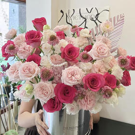 【一路生花】弗洛伊德玫瑰➕粉玫瑰➕粉绣球高端抱抱桶
