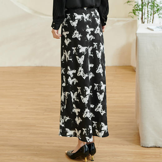 米思阳2026春季新款优雅气质印花半身裙高腰修身长款A字裙女0266 商品图5