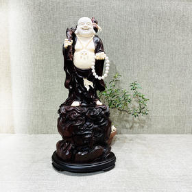 笑口常开弥勒°小叶紫檀+猛犸牙摆件