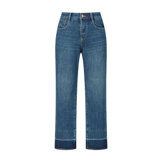 HeyDress复古直筒牛仔裤女秋冬法式高腰显瘦花边烟管裤设计感裤子 商品图4