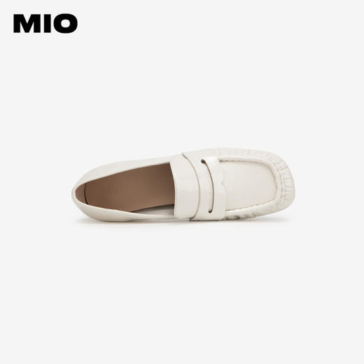 MIO米奥春季方头高跟豆豆鞋牛皮革复古通勤乐福鞋女鞋M241561801 商品图2