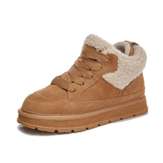 真皮雪地靴女2023冬季新款加绒毛毛平底鞋休闲保暖女靴百搭靴子女 商品图4