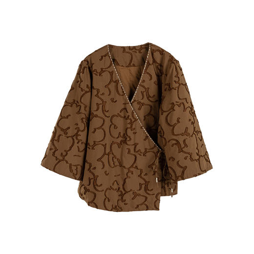 绽放897/新中式立体浮雕撞色禅意风木耳花边剪花宽松文艺棉服棉衣 商品图4