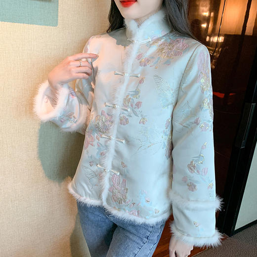 裁缝学苑AX158新中式立领复古棉服纸样女装改良旗袍式夹棉外套上衣样板 商品图5