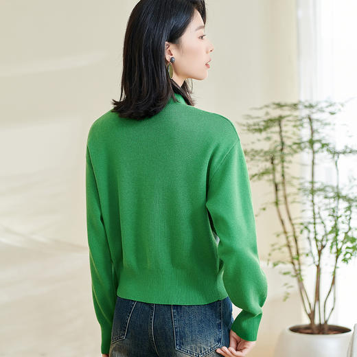 米思2026春季新款休闲别致针织短外套印花宽松弹力保暖上衣女0433 商品图3