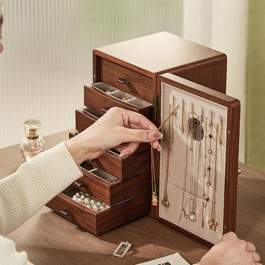 初心| 防氧化首饰盒竖款胡桃色 商品图2