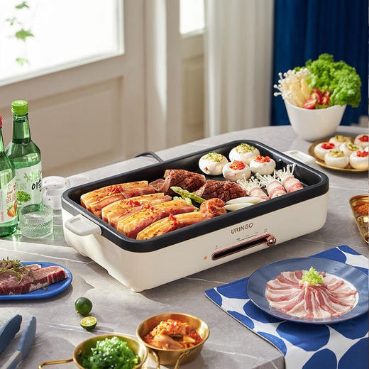LR七彩叮当URINGO电烧烤炉家用无烟3-6人烤肉锅烤肉盘 商品图2