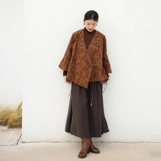 绽放897/新中式立体浮雕撞色禅意风木耳花边剪花宽松文艺棉服棉衣 商品图1