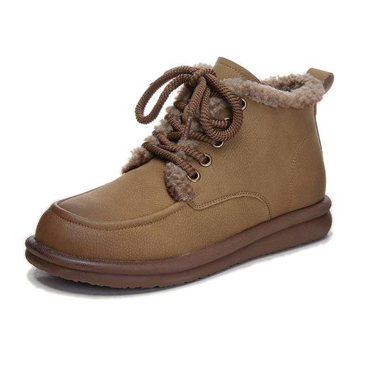 真皮雪地靴女2023冬季新款加绒靴子女休闲百搭短靴名族风时尚女靴 商品图4