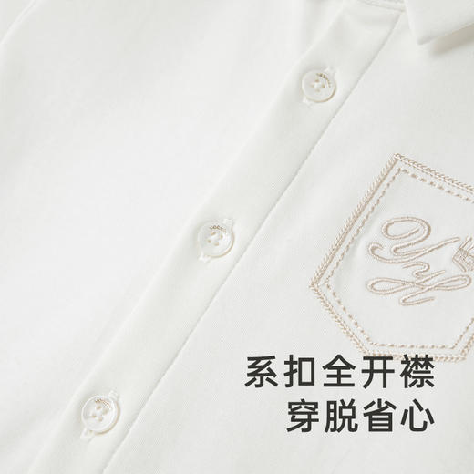 【高定系列】英氏童装典雅刺绣百搭白衬衫春夏速干透气休闲上衣 商品图3