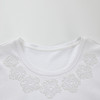 谜底基础白T短袖女2024春季新款简约风绣花圆领修身T恤241MT0071 商品缩略图3