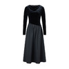 HeyDress法式拼接丝绒连衣裙女秋冬复古收腰气质小黑裙赫本风裙子 商品缩略图4