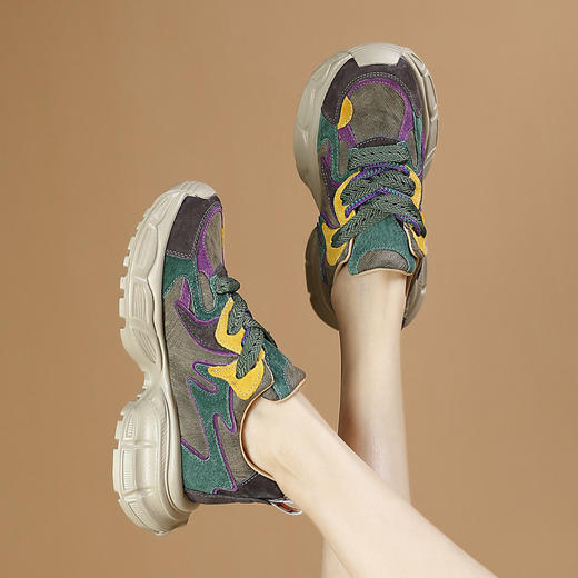 品质好货 | Safiya/索菲娅2023秋冬潮流运动反绒撞色国潮运动老爹鞋 SF33111745 商品图7