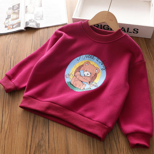 【69.9/任选2件！】女童加绒圆领卫衣，儿童洋气卡通一体奥粒绒，保暖休闲套头上衣深秋冬 商品图6