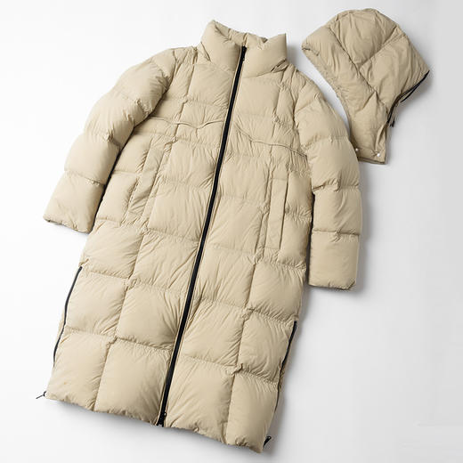 【现货】新国标95白鸭绒纯色连帽中长款羽绒服 商品图0