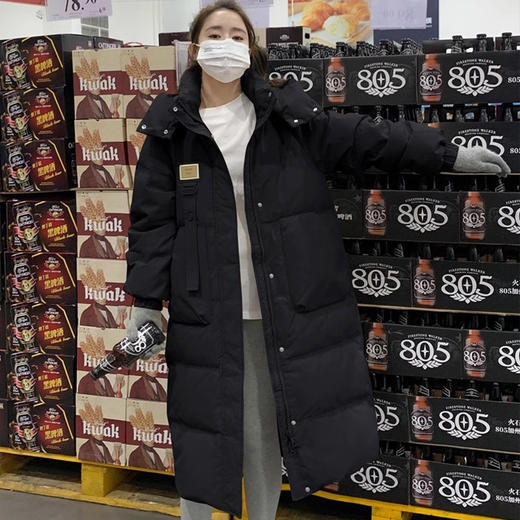 HS-2301冬季新款棉服女韩版宽松中长过膝羽绒棉衣小个子活帽加厚棉袄外套 商品图3