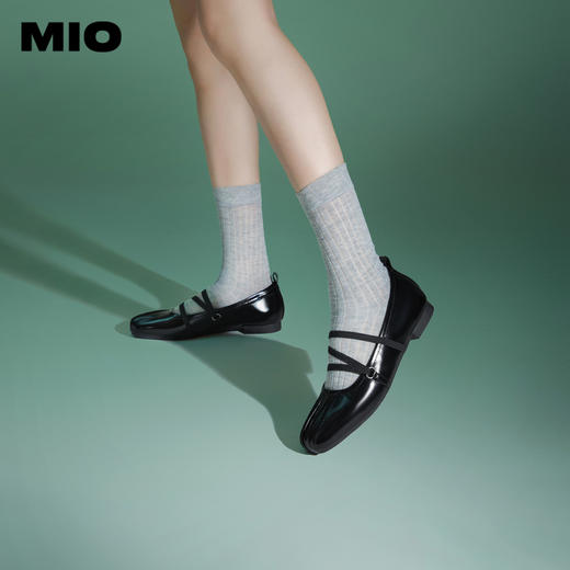 [赵昭仪同款]MIO米奥春方头芭蕾舞鞋交叉绑带平底玛丽珍鞋女M241425103 商品图1