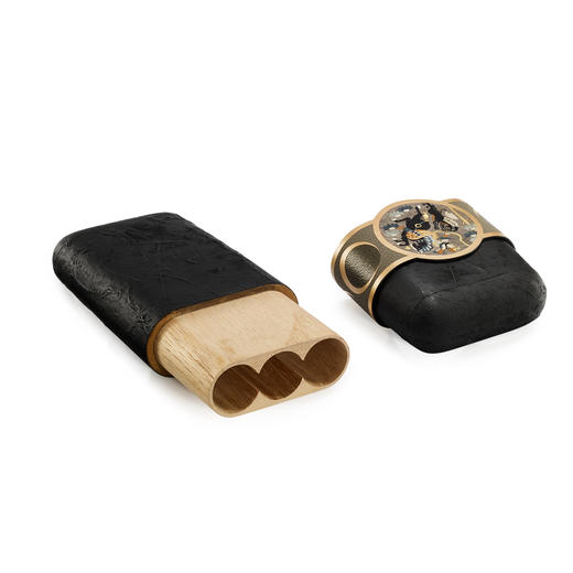 镶嵌“胡人猎狮”主题雪茄筒 商品图3