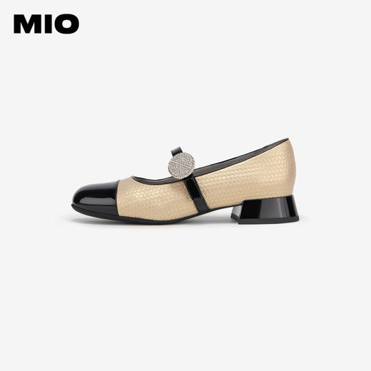 MIO米奥春季小香风浅口单鞋编织压纹钻饰复古玛丽珍鞋女鞋M241440703 商品图1