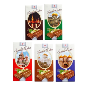 买一送一）俄罗斯可瑞迩牌花生榛子味牛奶巧克力80g（款式随机发）