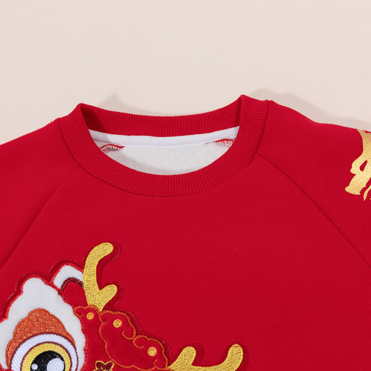 【加绒保暖】24新春男童套装国风祥龙长袖卫衣长裤两件套拜年服ZB1DT011 商品图7