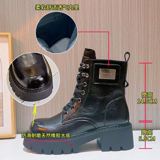 真皮马丁靴女2023秋冬新款美拉德粗跟圆头短靴女复古休闲时尚女靴 商品图1