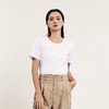 谜底基础白T短袖女2024春季新款简约风绣花圆领修身T恤241MT0071 商品缩略图0
