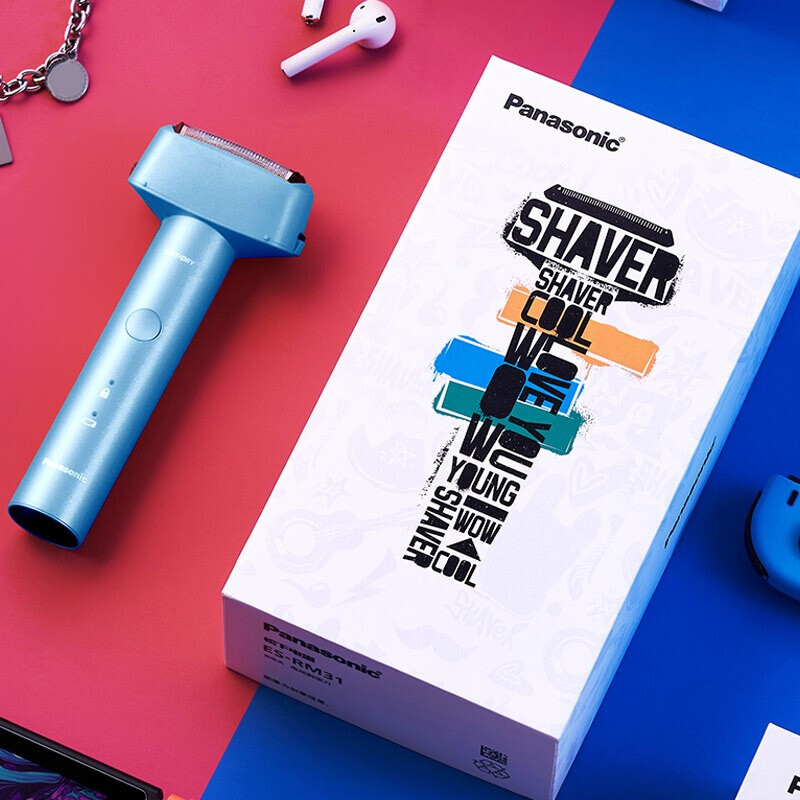 松下（Panasonic）电动剃须刀原装进口三刀头往复式刮胡刀迷你便携式剃胡刀全身水洗干湿两用生日礼物送男友送老公RM31-K405黑色