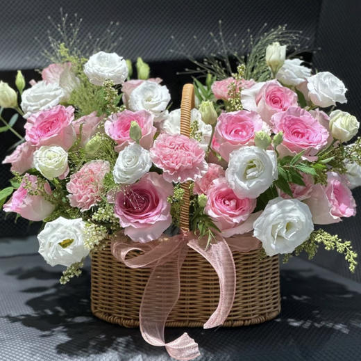 【暖心祝福】洛神玫瑰➕康乃馨➕桔梗，精品大气花篮 商品图0