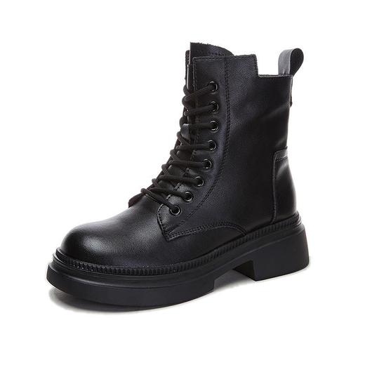 真皮马丁靴女2023秋冬新款休闲时尚百搭复古短靴厚底圆头粗跟潮靴 商品图4