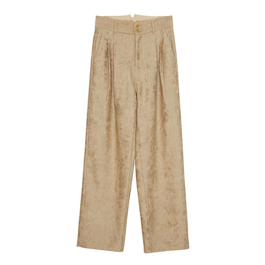 谜底通勤直筒西裤女2024春季新款时尚高腰提花亲肤长裤241GK0148 商品图4