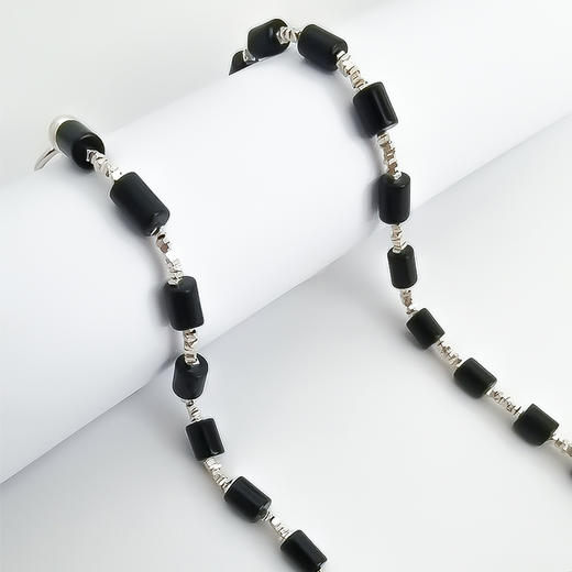ELOANE GALLERY 落岸Darkside系列管形黑玛瑙间隔S925纯银碎银子项链【7天内发货】 商品图4