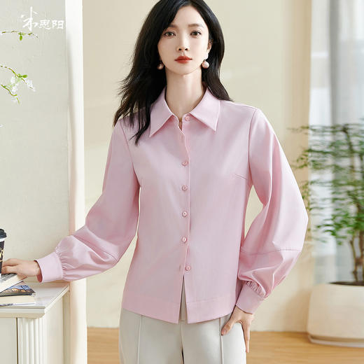 剩2XL 米思阳2026春季新款简约休闲纯色衬衫修身弹力搭配职业上衣0060 商品图0