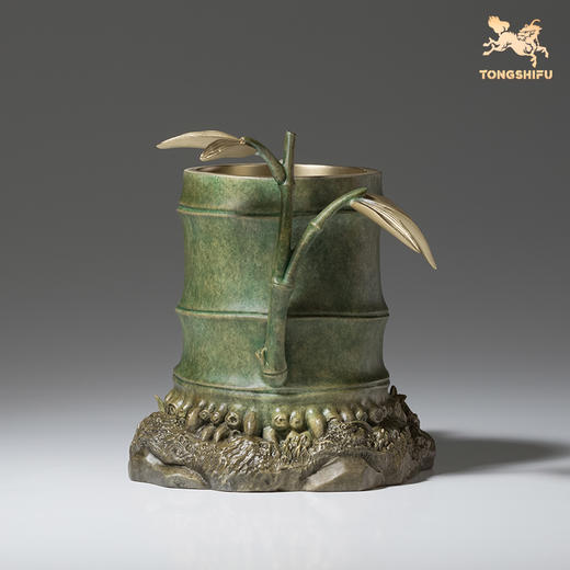 铜师傅 铜摆件《节节高升》客厅桌面办公室高档家居装饰品竹笔筒 商品图2