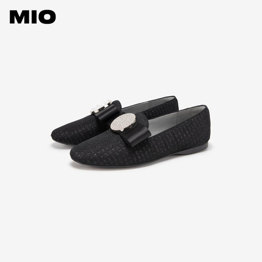MIO米奥春季舒适低跟浅口单鞋闪钻蝴蝶结优雅芭蕾鞋女鞋M241440301 商品图3