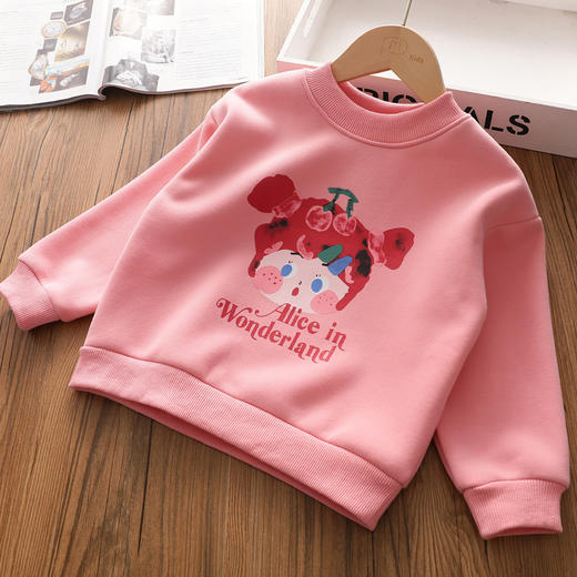 【69.9/任选2件！】女童加绒圆领卫衣，儿童洋气卡通一体奥粒绒，保暖休闲套头上衣深秋冬 商品图4