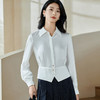 缎面垂坠质感 + 腰腹抽褶设计的「通勤显瘦神器」米思阳2026春季新款法式气质收腰纯色衬衫修身翻领设计感上衣0089 商品缩略图1