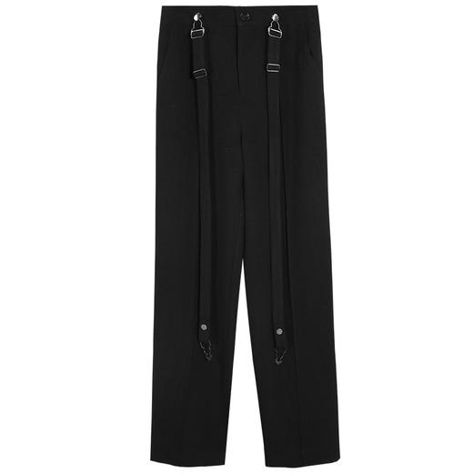 Self Who黑色休闲背带裤女2024春新款通勤原创设计垂感直筒阔腿裤 商品图5