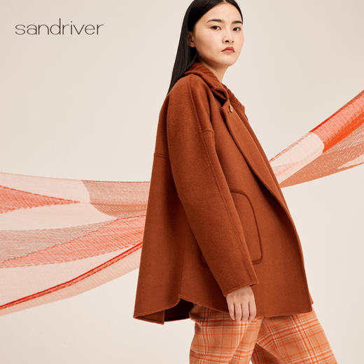 针梭相拼羊绒呢女大衣SJF95W344N 商品图1