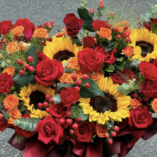 【花开富贵】向日葵红金色系时尚精品抱抱桶 商品图2