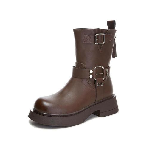 新款西部靴2023秋冬英伦风中筒靴休闲百搭马丁靴女复古废土风女靴 商品图4