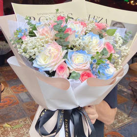 【心中所爱】9支人鱼姬玫瑰➕10支艾莎玫瑰，精品大气花束
