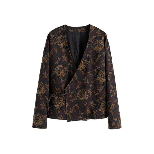 绽放019朵/2024新款新中式天丝羊毛棉提花优雅高贵老钱风复古外套 商品图4