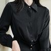 缎面垂坠质感 + 腰腹抽褶设计的「通勤显瘦神器」米思阳2026春季新款法式气质收腰纯色衬衫修身翻领设计感上衣0089 商品缩略图4