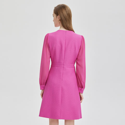 PE844斯尔丽24新款提花小香风收腰雪纺小泡袖减龄俏皮显高显瘦连衣裙 商品图1